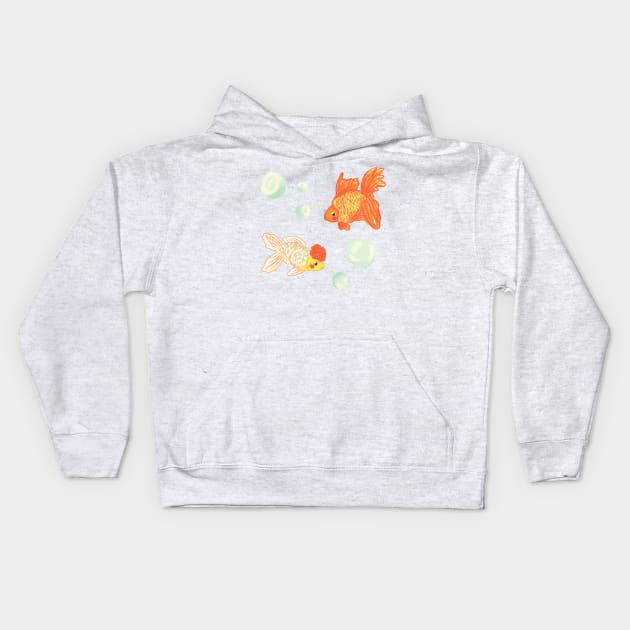 Goldfish with Bubbles Kids Hoodie by waddleworks